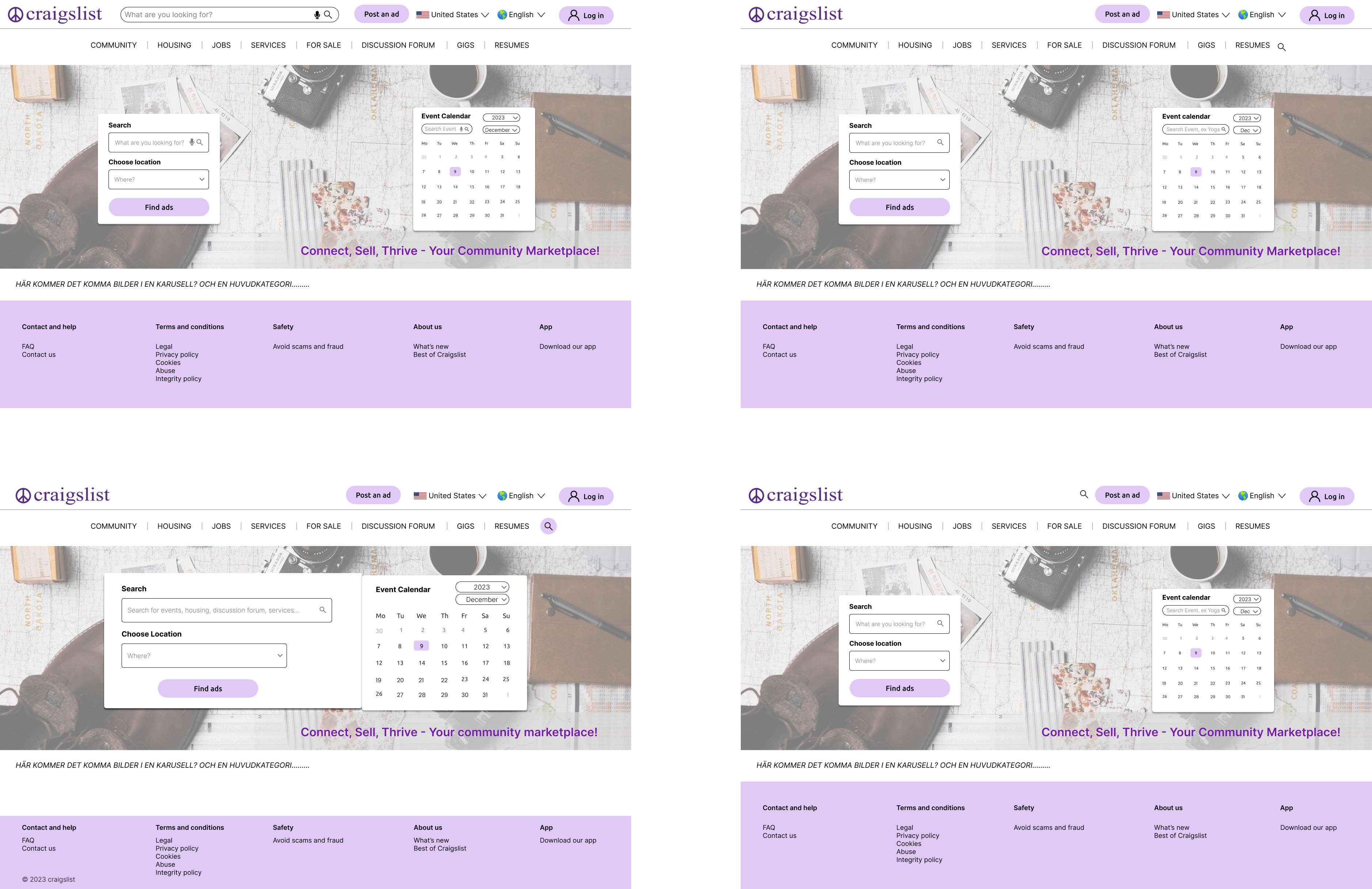 Mockups av Craigslist