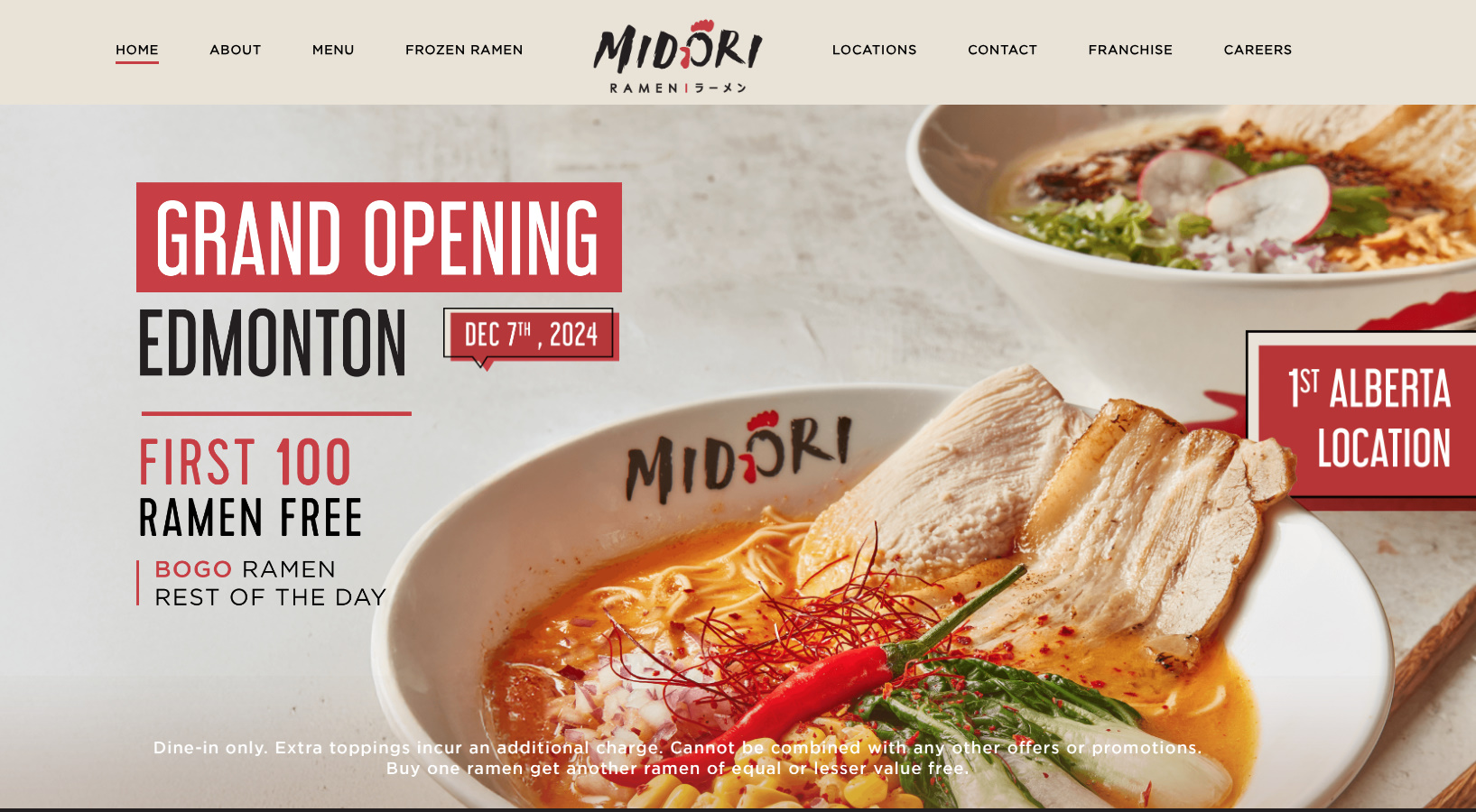 Edmonton - 100 Free Ramen Bowls @ Midori Ramen's Grand Opening, Dec. 7